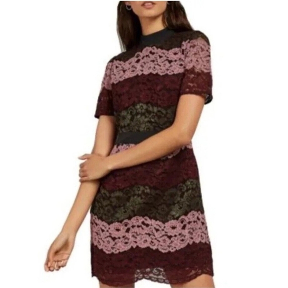 ππ Ted Baker Jaseyy Sheath Lacey Dress Crew Neck Short-Sleeve PTP: 20" - Picture 5 of 16